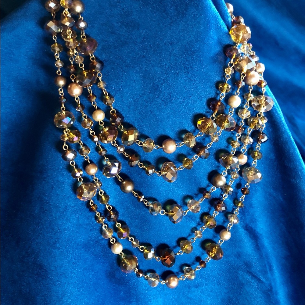 Carolee 5 strand Amber Autora Borralis necklace